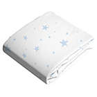 Alternate image 1 for Kushies&reg; Scribble Stars Cotton Flannel Fitted Crib Sheet in Blue/White