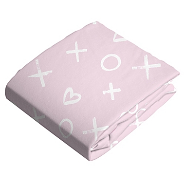Kushies&reg; XO Cotton Flannel Fitted Crib Sheet in Pink. View a larger version of this product image.