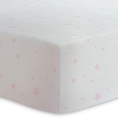 Kushies&reg; Scribble Stars Cotton Flannel Fitted Crib Sheet in Pink. View a larger version of this product image.