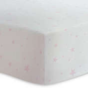 Kushies&reg; Scribble Stars Cotton Flannel Fitted Crib Sheet in Pink