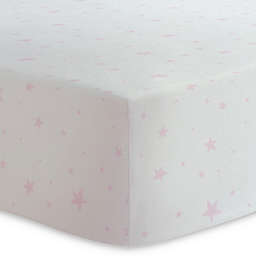 Kushies® Scribble Stars Cotton Flannel Fitted Crib Sheet in Pink