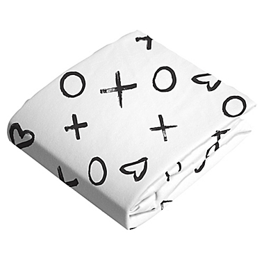 Kushies&reg; XO Cotton Flannel Fitted Crib Sheet in Black/White. View a larger version of this product image.