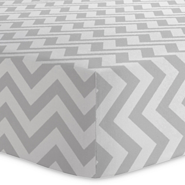 Kushies&reg; Chevron Cotton Flannel Fitted Crib Sheet in Grey. View a larger version of this product image.