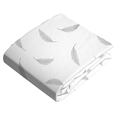 Kushies&reg; Feathers Cotton Flannel Fitted Crib Sheet in Grey. View a larger version of this product image.