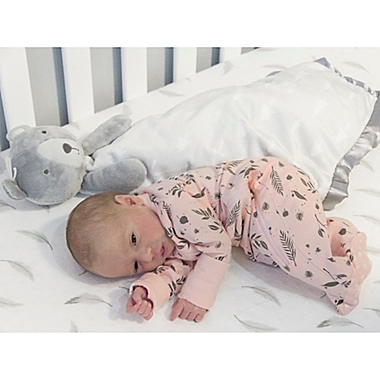 Kushies&reg; Feathers Cotton Flannel Fitted Crib Sheet in Grey. View a larger version of this product image.