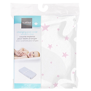 kushies&reg; Star Cotton Flannel Changing Pad Cover in Pink. View a larger version of this product image.