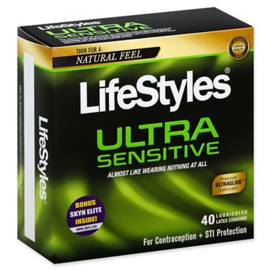 Lifestyles&reg; Ultra Sensitive 40-Count Lubricated Latex Condoms. View a larger version of this product image.
