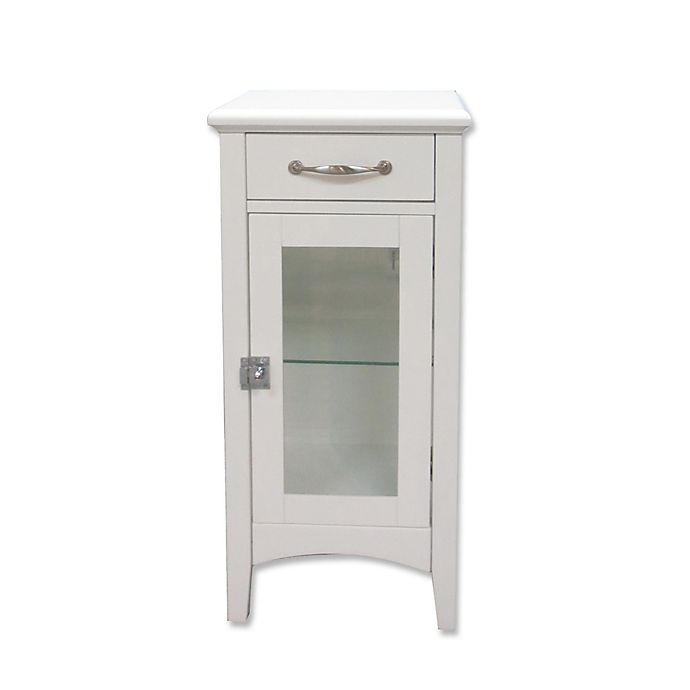 1 Drawer Bathroom Floor Cabinet With Glass Door In White Bed