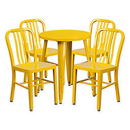 Flash Furniture 5-Piece 24-Inch Round Metal Table and Chairs Set in Yellow