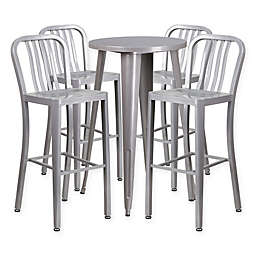 Flash Furniture 5-Piece Round Metal Bar Table and Stools Set
