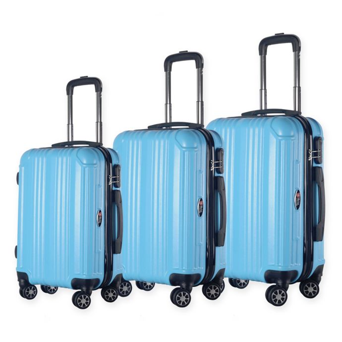 Brio Mid-Thin Ribbed 3-Piece Hardside Spinner Luggage Set | Bed Bath ...