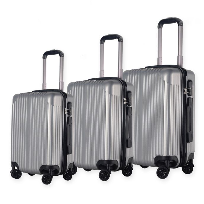 Brio Center Rib 3Piece Hardside Spinner Luggage Set in Blue Bed Bath