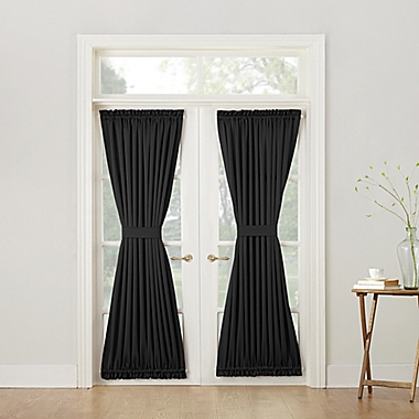 Sun Zero&reg; Bella 72-Inch Room Darkening Rod Pocket Door Panel in Black (Single). View a larger version of this product image.