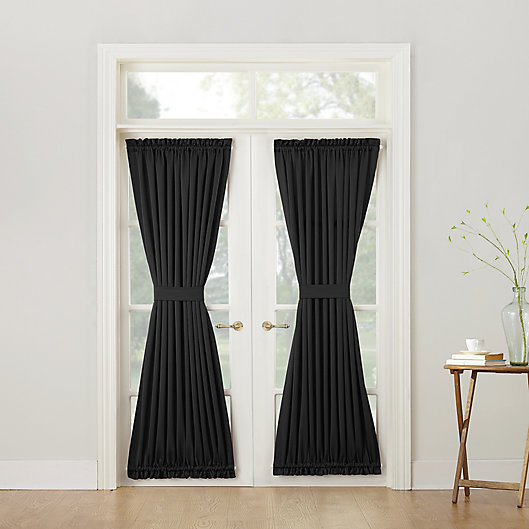 Alternate image 1 for Sun Zero® Bella 72-Inch Room Darkening Rod Pocket Door Panel in Black (Single)
