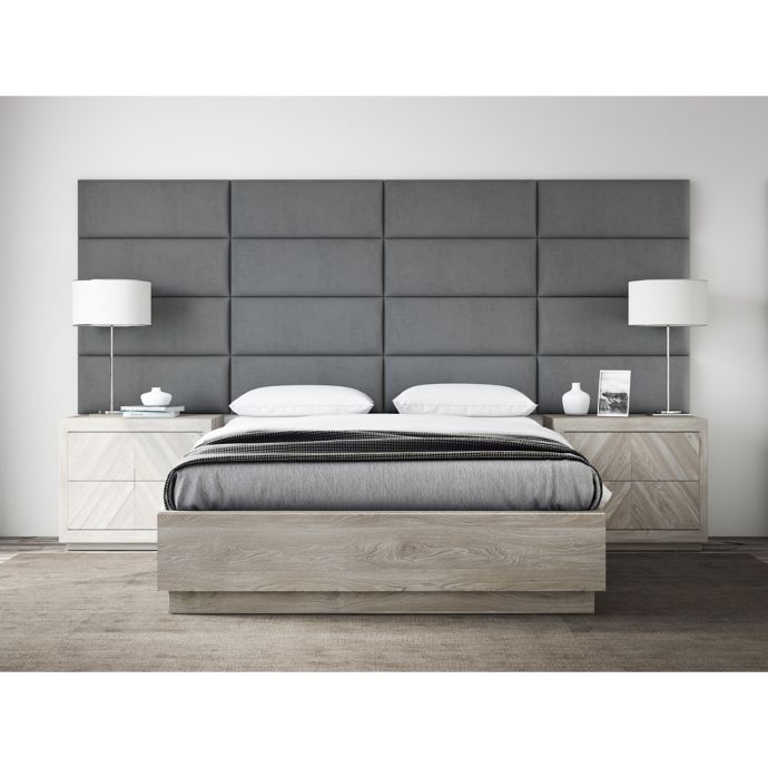 Vant Micro Suede Upholstered Headboard Panels in Grey Bed Bath and