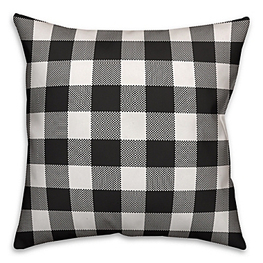 Designs Direct &quot;Be Happy&#39; Square Throw Pillow in Black/White. View a larger version of this product image.