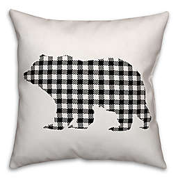 Designs Direct Buffalo Check Bear Square Throw Pillow in Black/White