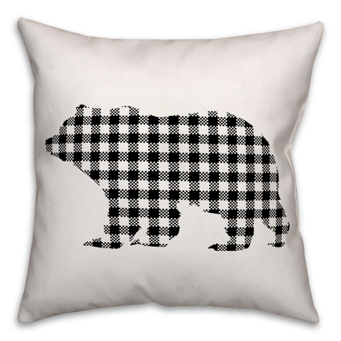 Designs Direct Buffalo Check Bear Square Throw Pillow In Black