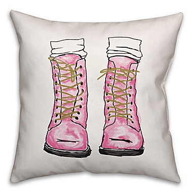 Designs Direct Explorin&#39; Boots Square Throw Pillow in Pink. View a larger version of this product image.