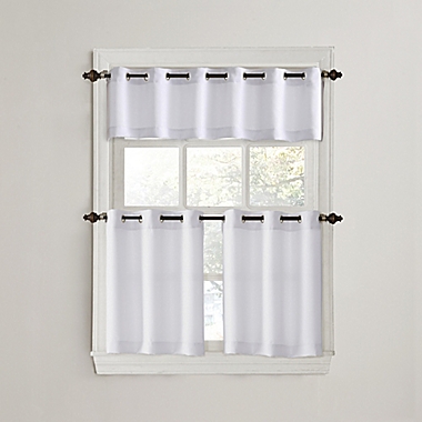 No.918&reg; Montego Casual Textured 24-Inch Grommet Kitchen Window Curtain Tier Pair in White. View a larger version of this product image.