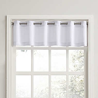 No.918&reg; Montego Casual Textured Grommet Kitchen Window Curtain Valance in White. View a larger version of this product image.