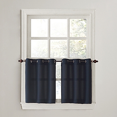 No.918&reg; Montego Casual Textured 24-Inch Grommet Kitchen Window Curtain Tier Pair in Navy. View a larger version of this product image.