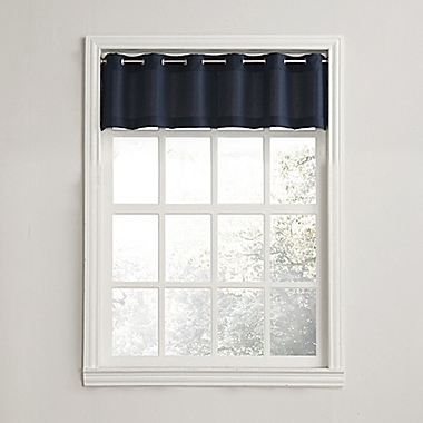 No.918&reg; Montego Casual Textured Grommet Kitchen Window Curtain Valance in Navy. View a larger version of this product image.