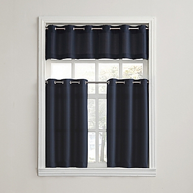 No.918&reg; Montego Casual Textured Grommet Kitchen Window Curtain Valance in Navy. View a larger version of this product image.