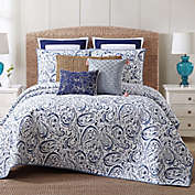 Indienne Paisley Cotton Twin XL Quilt Set in Navy/White