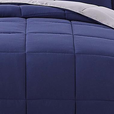 My World Solid Reversible 3-Piece Full/Queen Comforter Set in Navy/Grey. View a larger version of this product image.