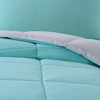 My World Solid Reversible 2-Piece Twin/Twin XL Comforter Set in Turquoise/Grey. View a larger version of this product image.