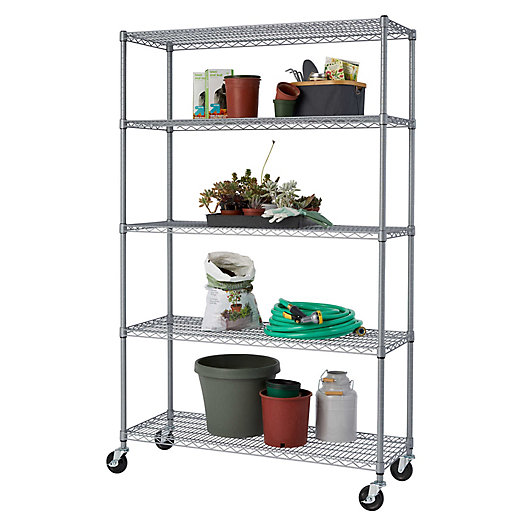 Trinity Outdoor Wheeled 5 Shelf Wire, Bed Bath And Beyond Wire Shelving