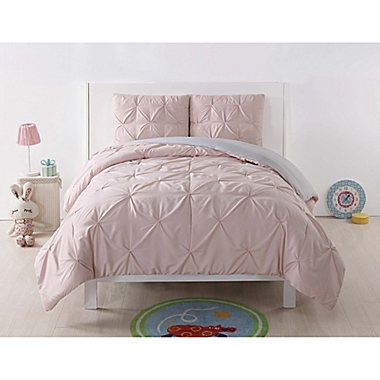 My World Pleated Twin XL Duvet Cover Set in Blush/Silver. View a larger version of this product image.