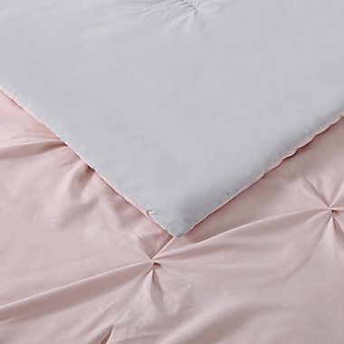 My World Pleated Full/Queen Comforter Set in Blush/Silver. View a larger version of this product image.