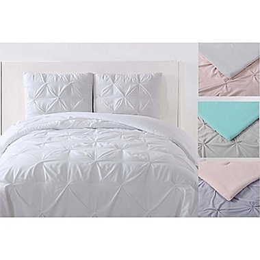 My World Pleated Twin XL Duvet Cover Set in Blush/Silver. View a larger version of this product image.