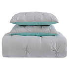 Alternate image 1 for My World 2-Piece Pleated Twin XL Duvet Cover Set in Silver/Turquoise