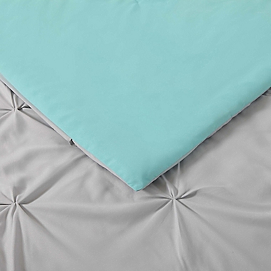 My World 2-Piece Pleated Twin XL Duvet Cover Set in Silver/Turquoise. View a larger version of this product image.