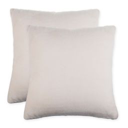 Solid Faux Fur Square Throw Pillow (Set of 2)