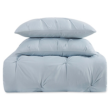 Truly Soft Pleated 3-Piece Full/Queen Comforter Set in Light Blue. View a larger version of this product image.