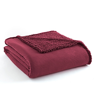 Micro Flannel&reg; Reversible Sherpa King Blanket in Wine. View a larger version of this product image.