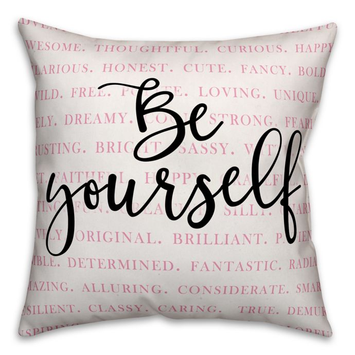 Designs Direct Be Yourself Square Throw Pillow In Pink Black