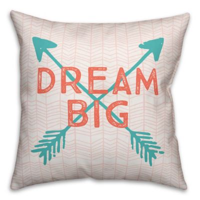 Designs Direct &quot;Dream Big&quot; Square Throw Pillow in Teal/Coral