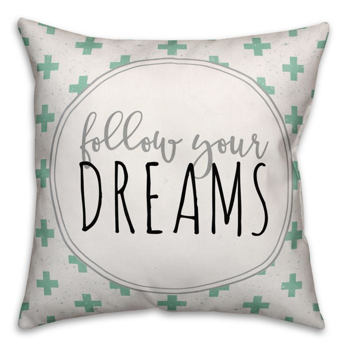 Designs Direct "Follow Your Dreams" Throw Pillow in Black/White/Teal