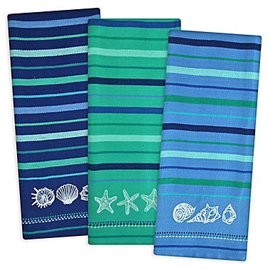 3-Piece Blue Sea Embroidered Kitchen Towel Set. View a larger version of this product image.