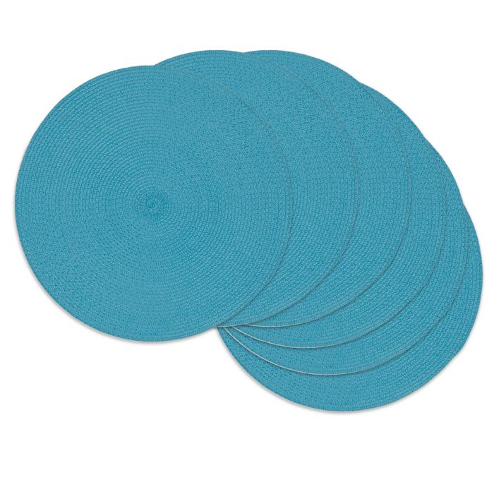 Design Imports Round Woven Indoor/Outdoor Placemats in Aqua (Set of 6) Bed Bath and Beyond Canada