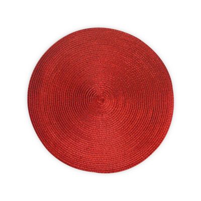 Design Imports Round Woven Metallic Placemats in Red (Set of 6)