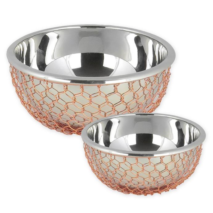 Classic Touch Mundane Salad Bowl in Copper/Silver Bed Bath and Beyond