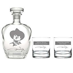 Rolf Glass John Wayne Quotes Series 1 Whiskey Decanter with Rocks Glasses 3-Piece Set