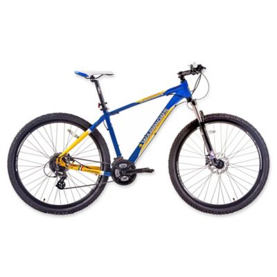 blue and yellow mountain bike