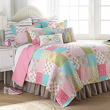 Levtex Home Juliet Reversible Full/Queen Quilt Set in Pink/Green. View a larger version of this product image.